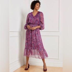 Talbots Fit & Flare Dress, Metallic Paisley